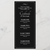 Cocktails Drinks Menu Card - Black White Infinity  (Voorkant)