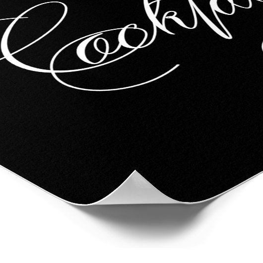 cocktails | Elegant Wit Script op Zwart Bar Teken Poster (Hoek)