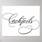 cocktails | Elegant zwart script op witte bar teke Poster (Voorkant)