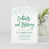 Cocktails en Blarney | Modern groen en wit Kaart (Staand voorkant)