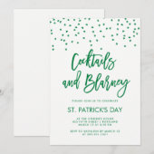 Cocktails en Blarney | Modern groen en wit Kaart (Voorkant / Achterkant)