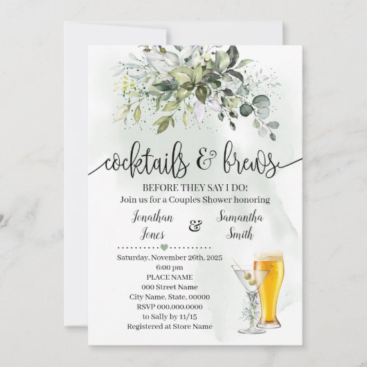 Cocktails en Brouwsels Shower Eucalyptus Groen Kaart (Voorkant)