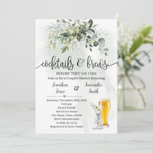 Cocktails en Brouwsels Shower Eucalyptus Groen Kaart (Staand voorkant)