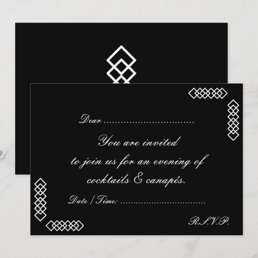 COCKTAILS EN CANAPES INVITE KAART (Voorkant / Achterkant)