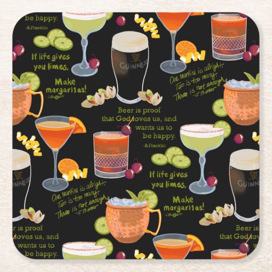 Cocktails en contemplatie kartonnen onderzetters (Voorkant)