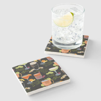 Cocktails en contemplatie stenen onderzetter