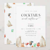 Cocktails en Costumes Halloween Party Invitation Kaart (Voorkant / Achterkant)