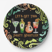 Cocktails en Costumes Halloween Party Papieren Bordje (Voorkant)