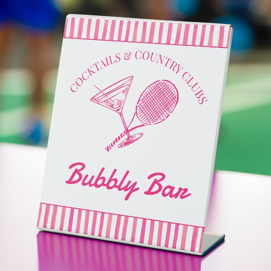 Cocktails en country clubs tennis Bachelorette Reclamebord Met Voetstuk
