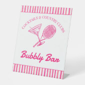 Cocktails en country clubs tennis Bachelorette Reclamebord Met Voetstuk (Voorkant)