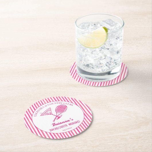 Cocktails en country clubs tennis Bachelorette Ronde Kartonnen Onderzetter (Insitu)