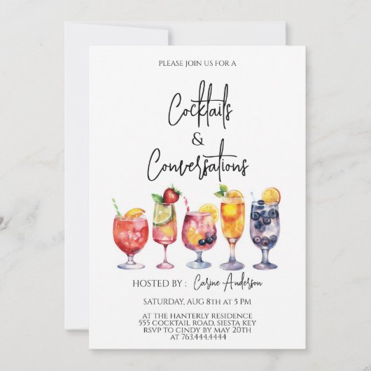 Cocktails en Gesprek Feest Kaart (Voorkant)