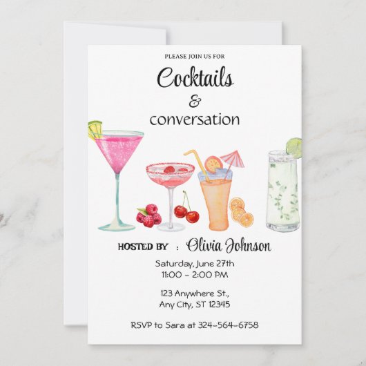 Cocktails en Gesprekspartij Kaart (Voorkant)