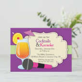 Cocktails en Karaoke Birthday Party Kaart (Staand voorkant)
