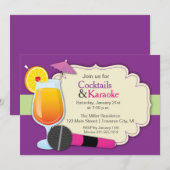 Cocktails en Karaoke Birthday Party Kaart (Voorkant / Achterkant)