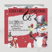 Cocktails en Kerstsneeuwpoppen met Drinken Kaart (Voorkant / Achterkant)