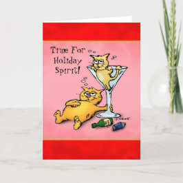 Cocktails en Kittens Cartoon-kerstkaart Feestdagen Kaart