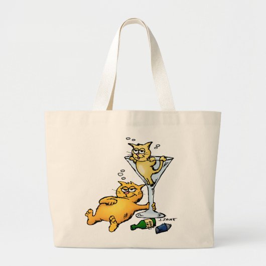 Cocktails en Kittens Cartoon Tas (Voorkant)
