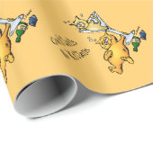 Cocktails en Kittens Funny Gold Wrapping Paper Cadeaupapier (Rol Hoek)