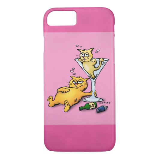 Cocktails en Kittens Roze Cartoon Case-Mate iPhone Case (Achterkant)