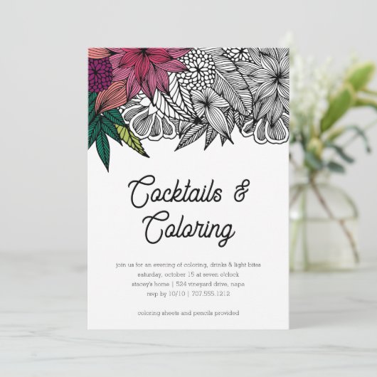 Cocktails en kleurpartij kaart (Staand voorkant)