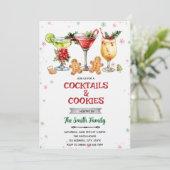 Cocktails en koekjes kerst uitnodiging (Staand voorkant)