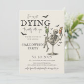 cocktails en kostuum Halloween Party Inv Kaart (Staand voorkant)