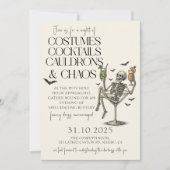  cocktails en kostuum Halloween Party Kaart (Voorkant)