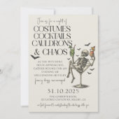  cocktails en kostuum Halloween Party Kaart (Voorkant)