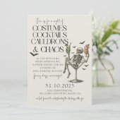  cocktails en kostuum Halloween Party Kaart (Staand voorkant)