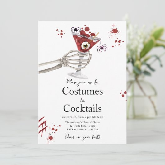 Cocktails en kostuums Boos Booze Volwassen Hallowe Kaart (Staand voorkant)