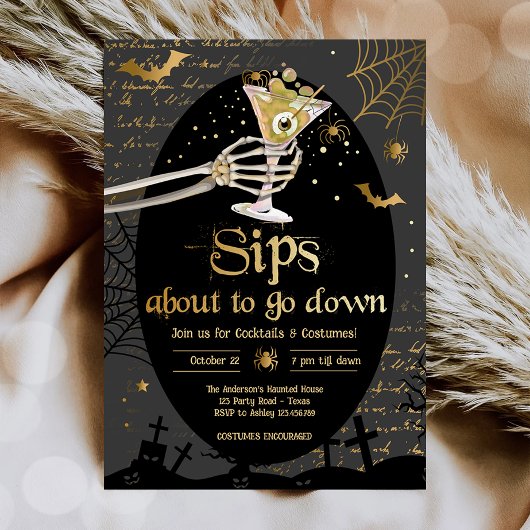 Cocktails en kostuums Brews Boos Booze Halloween Kaart