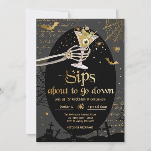 Cocktails en kostuums Brews Boos Booze Halloween Kaart (Voorkant)