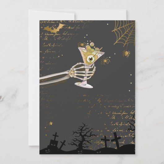 Cocktails en kostuums Brews Boos Booze Halloween Kaart (Achterkant)