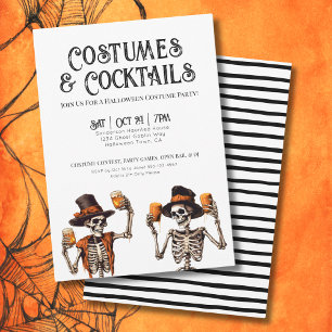 Cocktails en Kostuums Halloween Feest Kaart