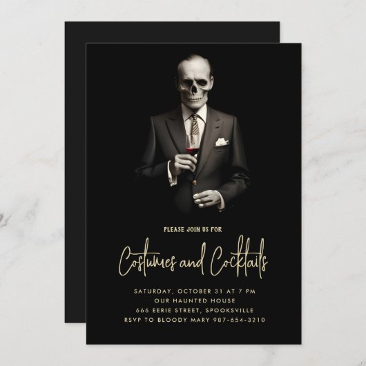 Cocktails en Kostuums Uitnodiging (Voorkant / Achterkant)