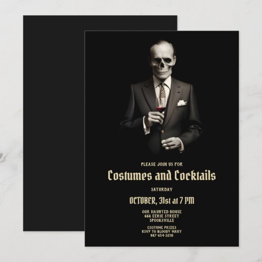 Cocktails en Kostuums Uitnodiging (Voorkant / Achterkant)