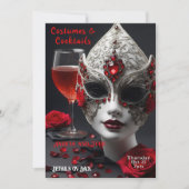Cocktails en kostuums Venetiaans masker Halloween Kaart (Voorkant)