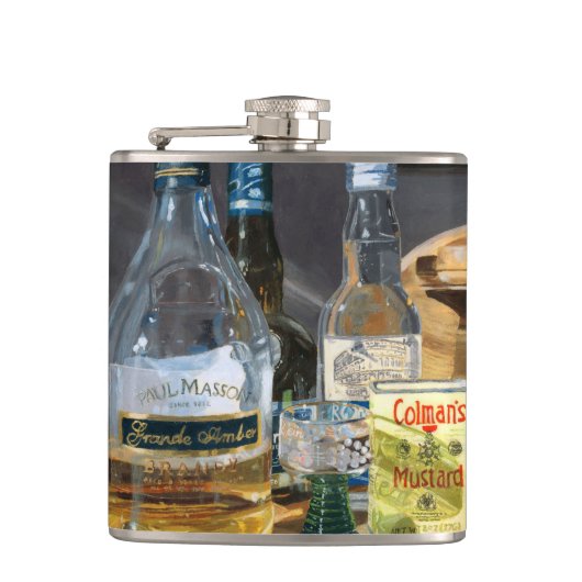 Cocktails en mosterd heupfles (Voorkant)