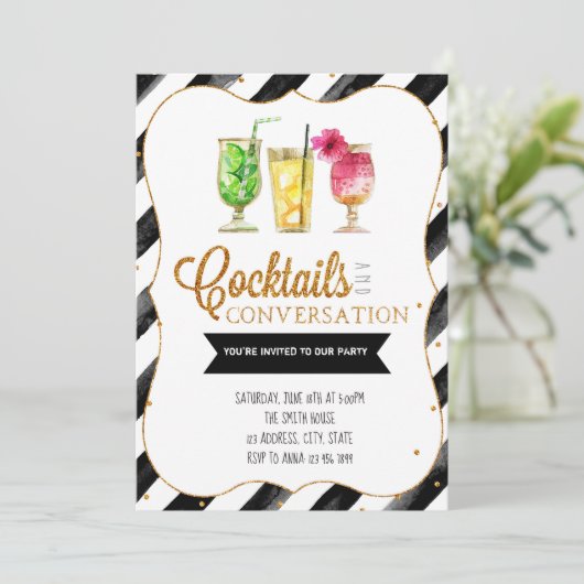 Cocktails en uitnodiging tot gesprek (Staand voorkant)