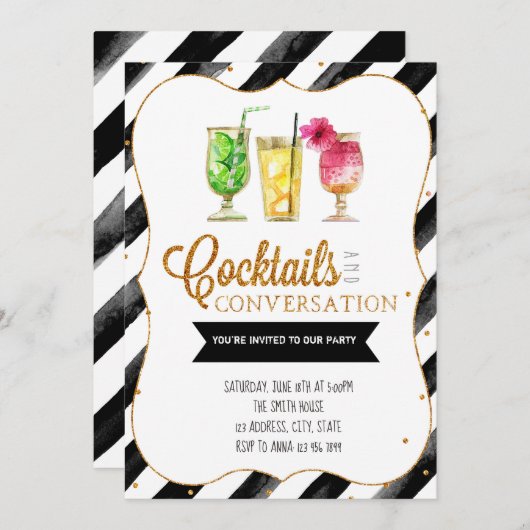 Cocktails en uitnodiging tot gesprek (Voorkant / Achterkant)
