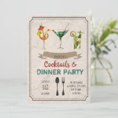 Cocktails en uitnodiging voor een diner (Staand voorkant)