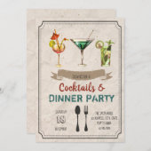 Cocktails en uitnodiging voor een diner (Voorkant / Achterkant)