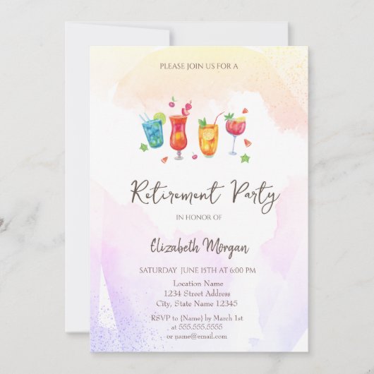 Cocktails Fruits Pensioen Uitnodiging (Voorkant)