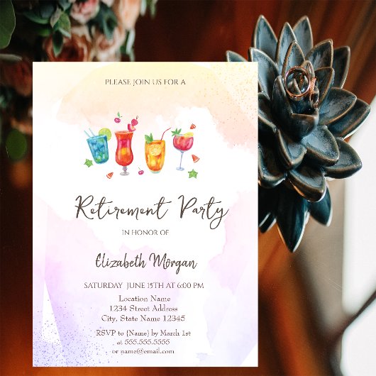 Cocktails Fruits Pensioen Uitnodiging