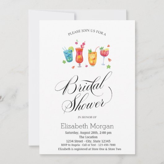 Cocktails Fruits Vrijgezellenfeest Kaart (Voorkant)