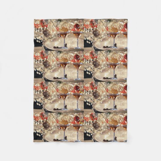 * COCKTAILS GALORE* CHRISTMAS BLANKET FLEECE DEKEN (Voorkant)