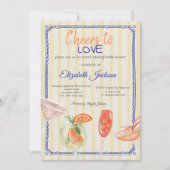 Cocktails geel gestreept Vrijgezellenfeest Kaart (Voorkant)