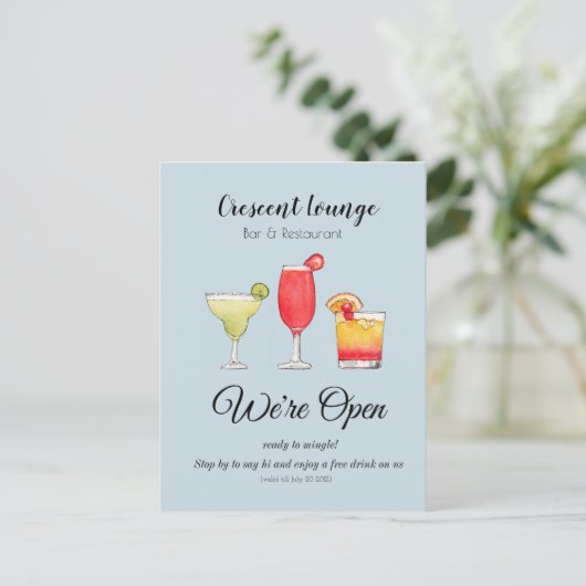 Cocktails Gemengd drink Bar opnieuw openen Briefkaart (Staand voorkant)