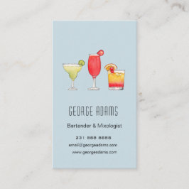 Cocktails Gemengde dranken aquarel bartender Visitekaartje
